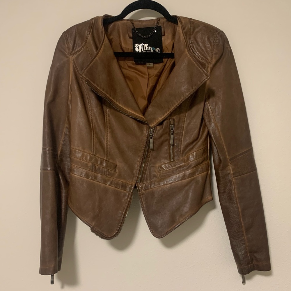 The Fillmore Tan Vegan Leather Moto Jacket